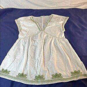 Zara White and Cream Sundress with Flutter Sleeves Size medium